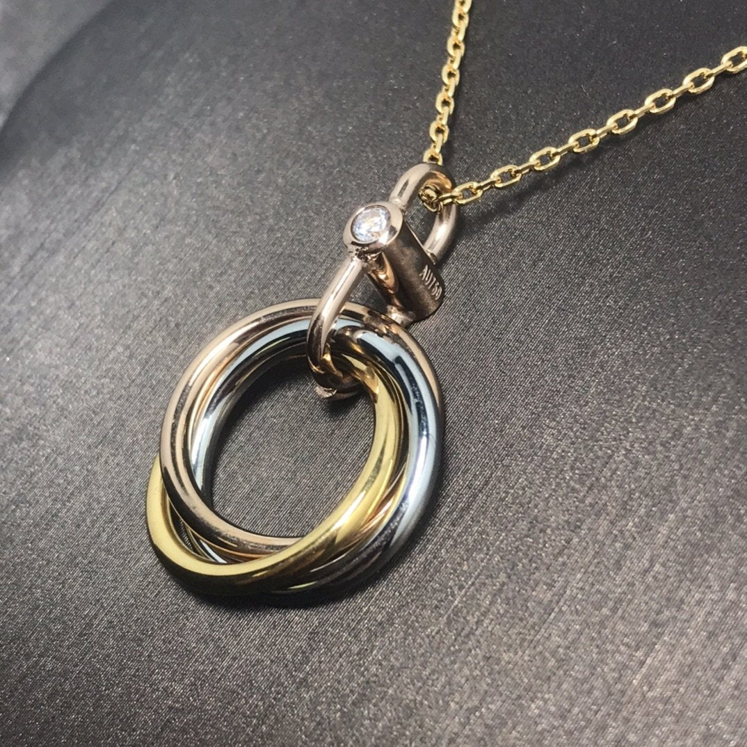 Pomuse TRINITY SILVER GOLD PINK GOLD NECKLACE