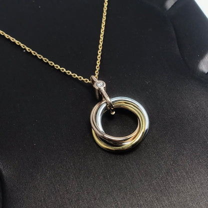 Pomuse TRINITY SILVER GOLD PINK GOLD NECKLACE