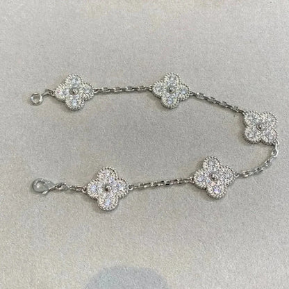 Pomuse CLOVER 5 MOTIFS  DIAMOND BRACELET SILVER