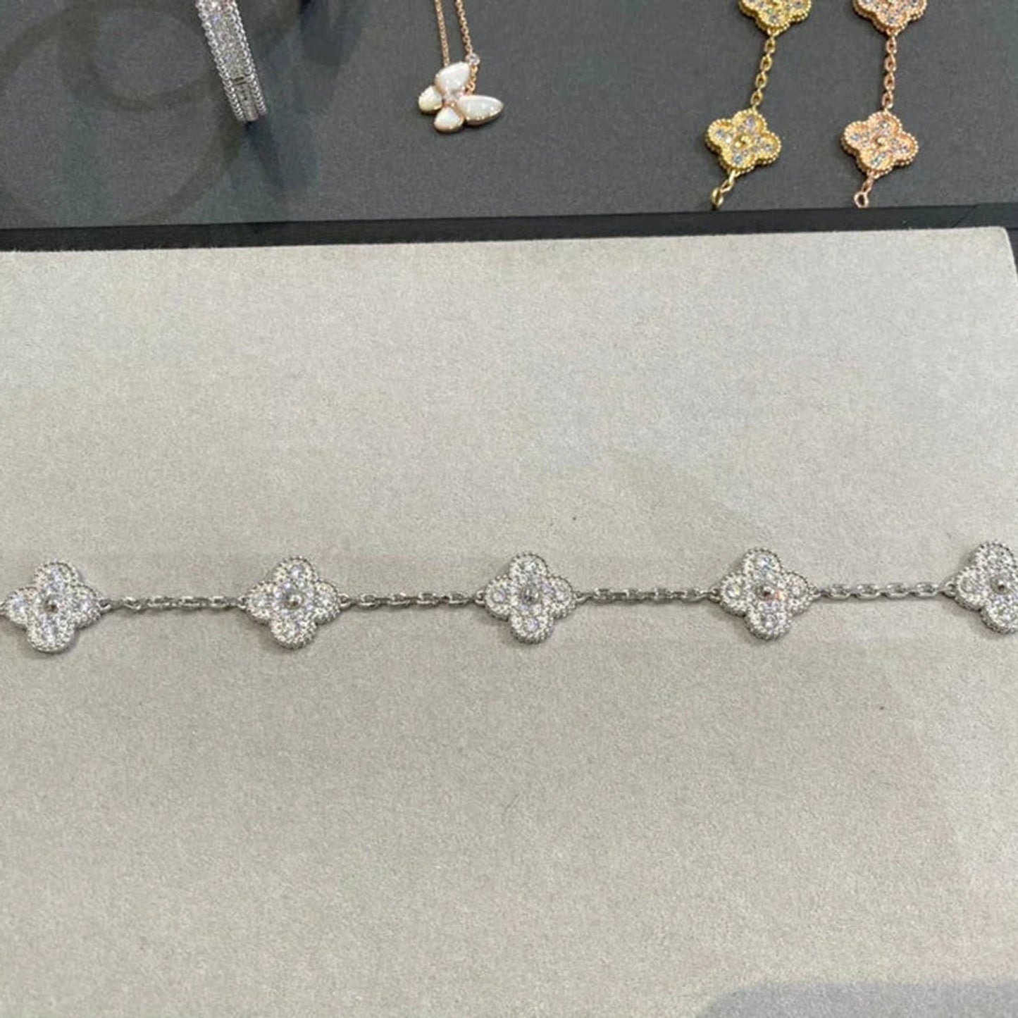 Pomuse CLOVER 5 MOTIFS  DIAMOND BRACELET SILVER