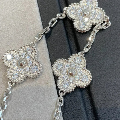 Pomuse CLOVER 5 MOTIFS  DIAMOND BRACELET SILVER