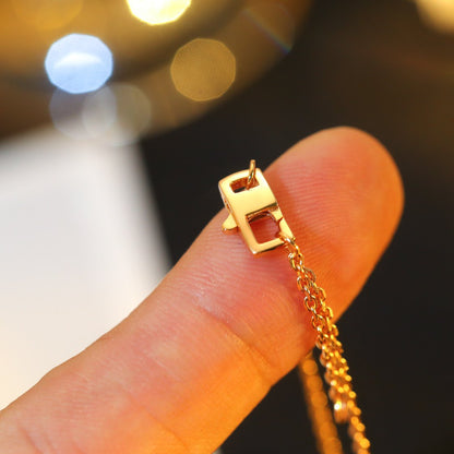 Pomuse STAR AND SUN DIAMOND PINK GOLD NECKLACE
