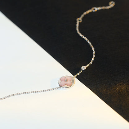Pomuse SUN MOTIF PINK MOP SILVER BRACELET