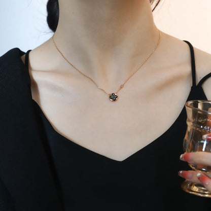 Pomuse SUN PEDANT PINK GOLD 1 DIAMOND NECKLACE