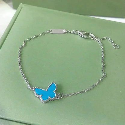Pomuse BUTTERFLY TURQUOISE BUTTERFLY BRACELET SILVER