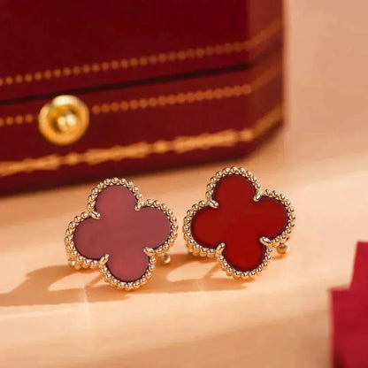 Pomuse CLOVER MEDIUM 1 MOTIFS CARNELIAN  EARRINGS