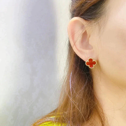 Pomuse CLOVER MEDIUM 1 MOTIFS CARNELIAN  EARRINGS
