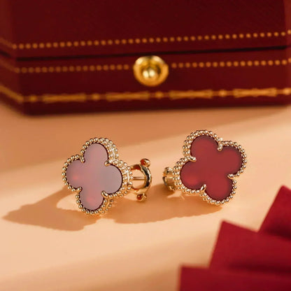 Pomuse CLOVER MEDIUM 1 MOTIFS CARNELIAN  EARRINGS