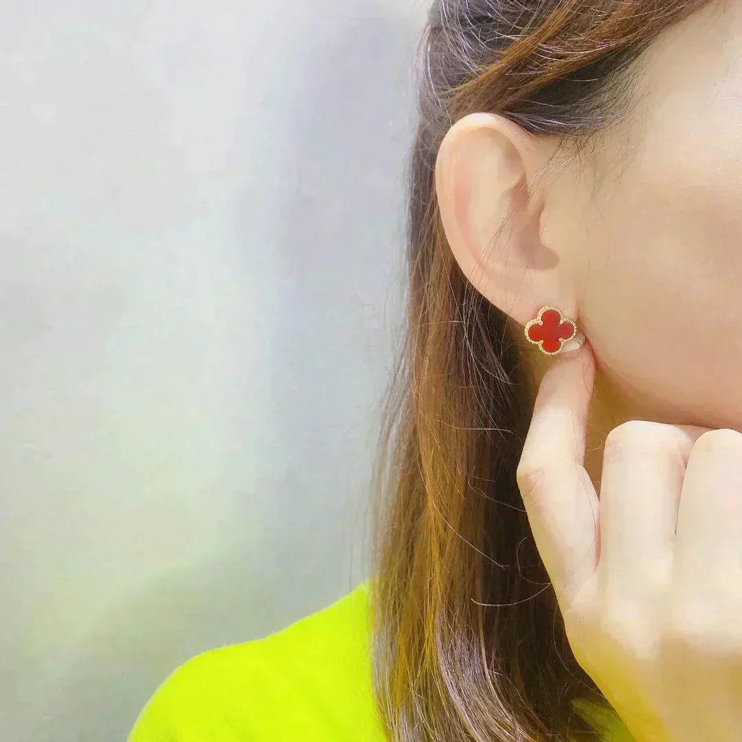 Pomuse CLOVER MEDIUM 1 MOTIFS CARNELIAN  EARRINGS