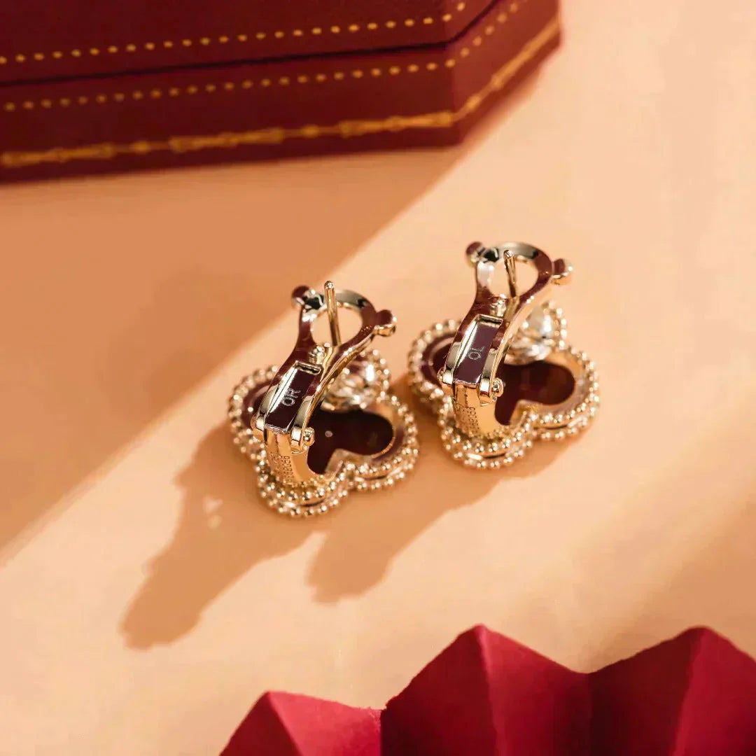 Pomuse CLOVER MEDIUM 1 MOTIFS CARNELIAN  EARRINGS