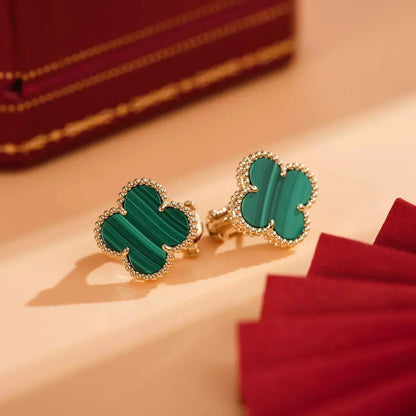 Pomuse CLOVER MEDIUM 1 MOTIFS MALACHITE  EARRINGS