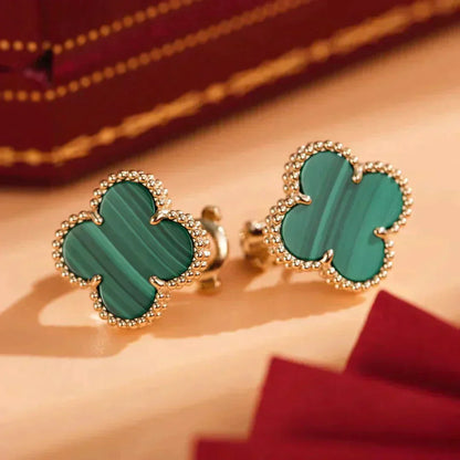 Pomuse CLOVER MEDIUM 1 MOTIFS MALACHITE  EARRINGS