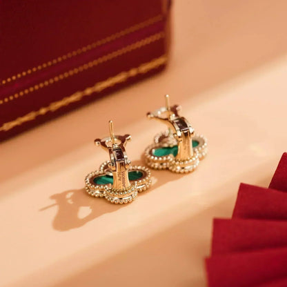 Pomuse CLOVER MEDIUM 1 MOTIFS MALACHITE  EARRINGS