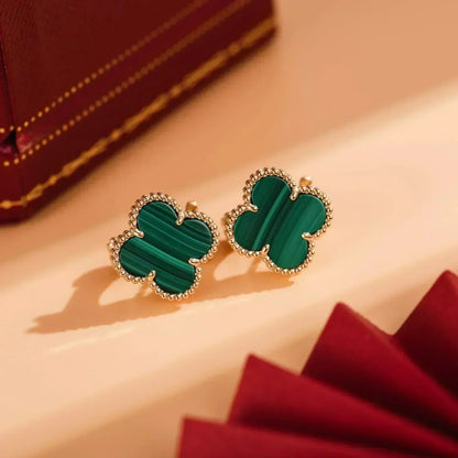 Pomuse CLOVER MEDIUM 1 MOTIFS MALACHITE  EARRINGS