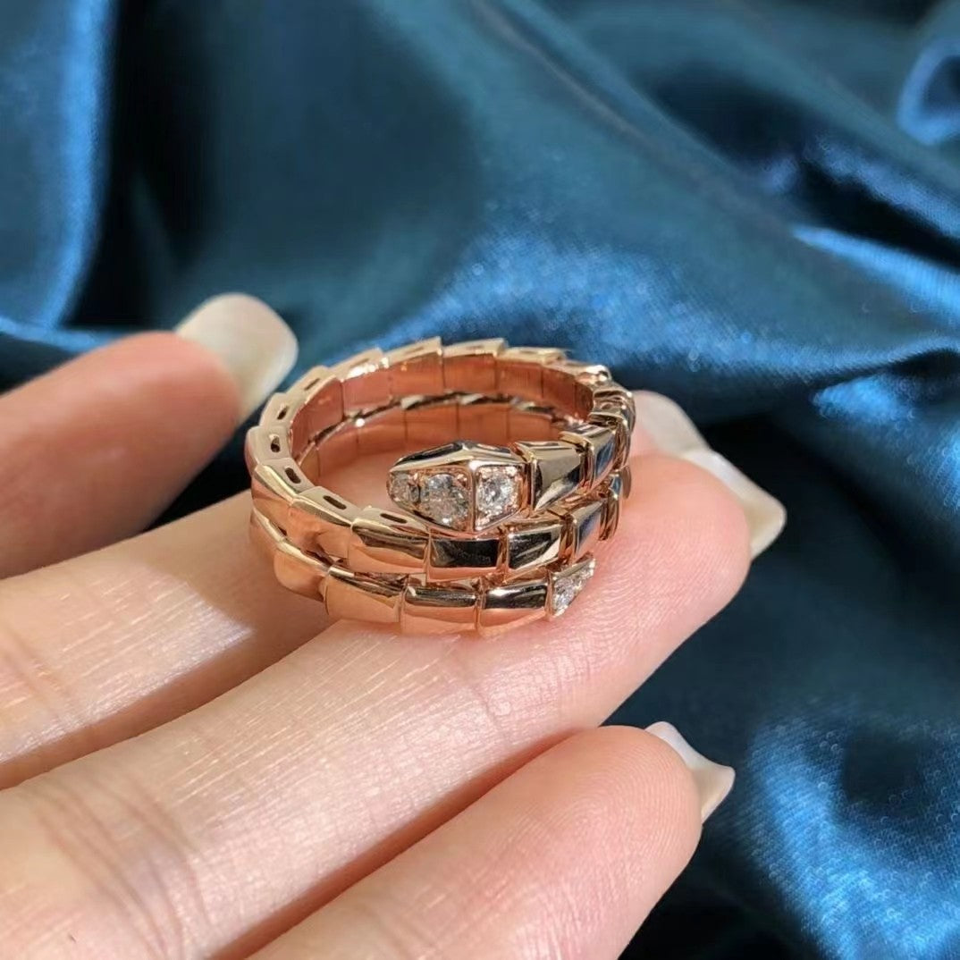 Pomuse SERPENTS DOUBLE ROW DIAMOND RING
