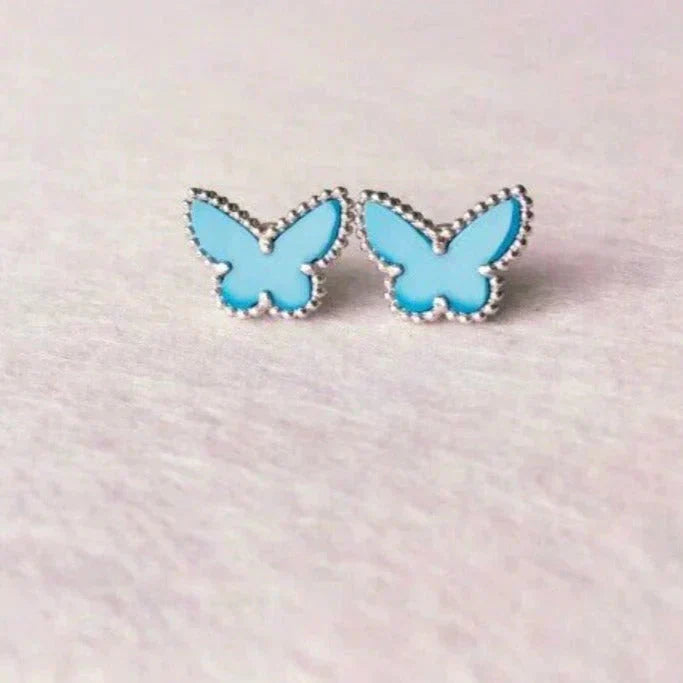 Pomuse BUTTERFLY TURQUOISE EARRINGS SILVER