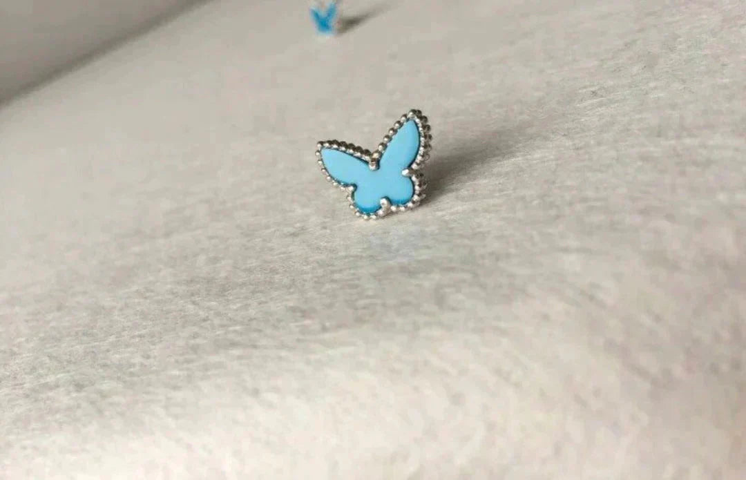 Pomuse BUTTERFLY TURQUOISE EARRINGS SILVER