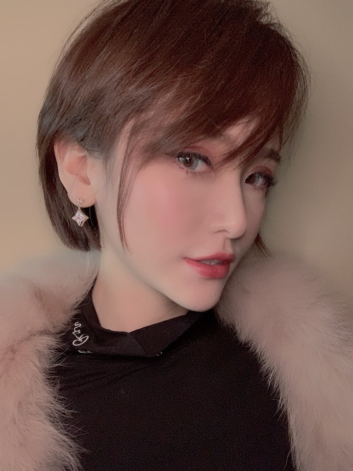 Pomuse DOUBLE STAR PINK GOLD MOP DROP EARRINGS