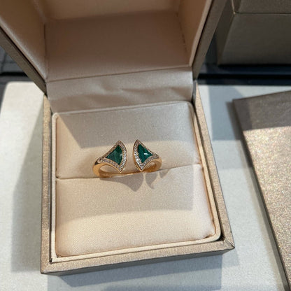 Pomuse DREAM MALACHITE DIAMOND OPEN RING
