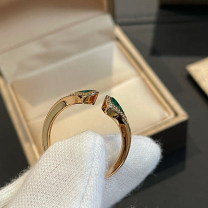 Pomuse DREAM MALACHITE DIAMOND OPEN RING