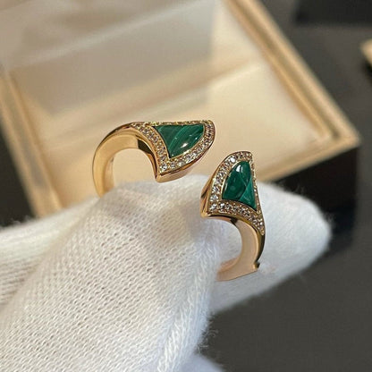 Pomuse DREAM MALACHITE DIAMOND OPEN RING
