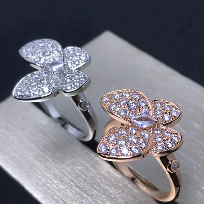 Pomuse BUTTERFLY PINK GOLD DIAMOND RING
