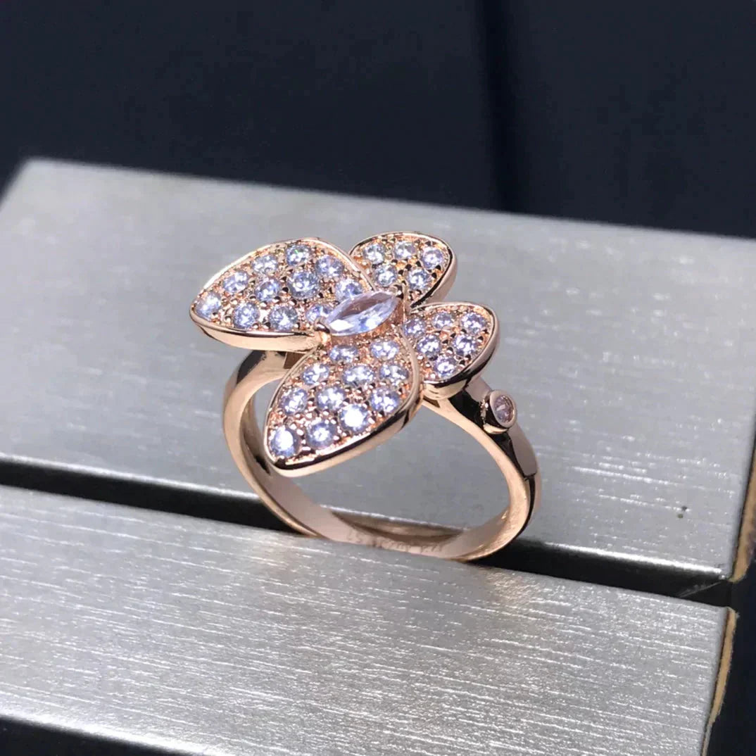 Pomuse BUTTERFLY PINK GOLD DIAMOND RING