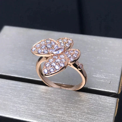 Pomuse BUTTERFLY PINK GOLD DIAMOND RING