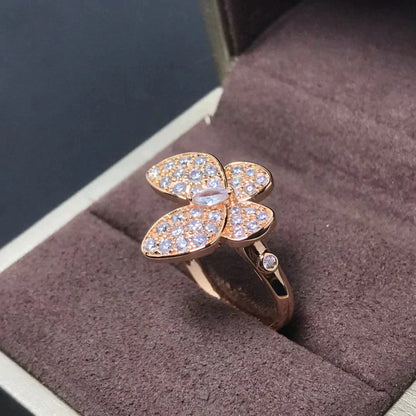 Pomuse BUTTERFLY PINK GOLD DIAMOND RING