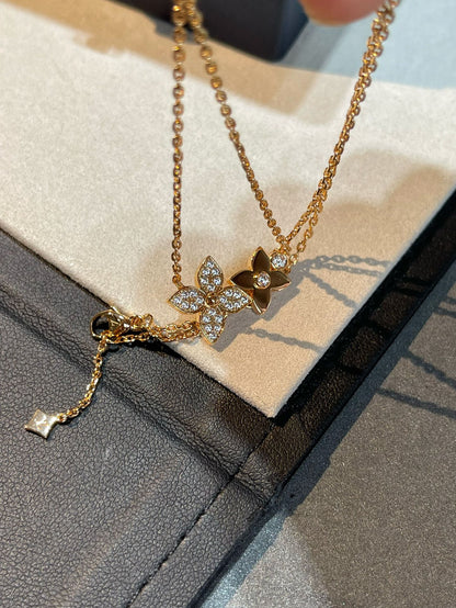 Pomuse STAR BLOSSOM NECKLACE PINK GOLD DIAMONDS