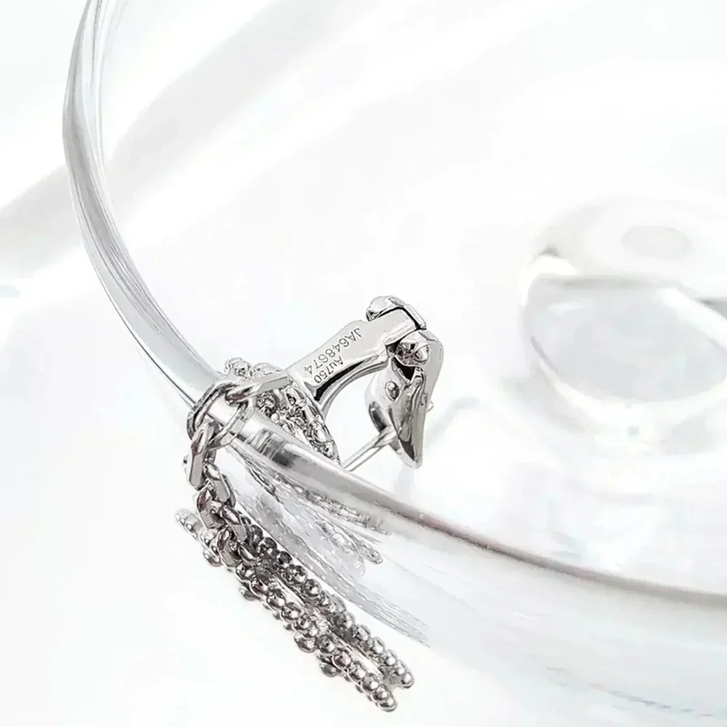 Pomuse CLOVER 2 MOTIFS  DIAMOND ONYX EARRINGS SILVER