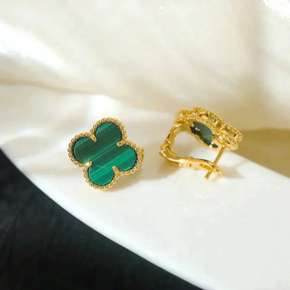 Pomuse CLOVER MEDIUM 1 MOTIFS MALACHITE  EARRINGS