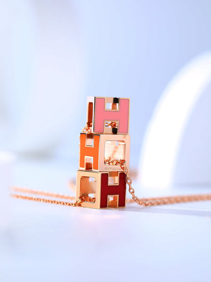 Pomuse H CAGE PINK GOLD NECKLACE