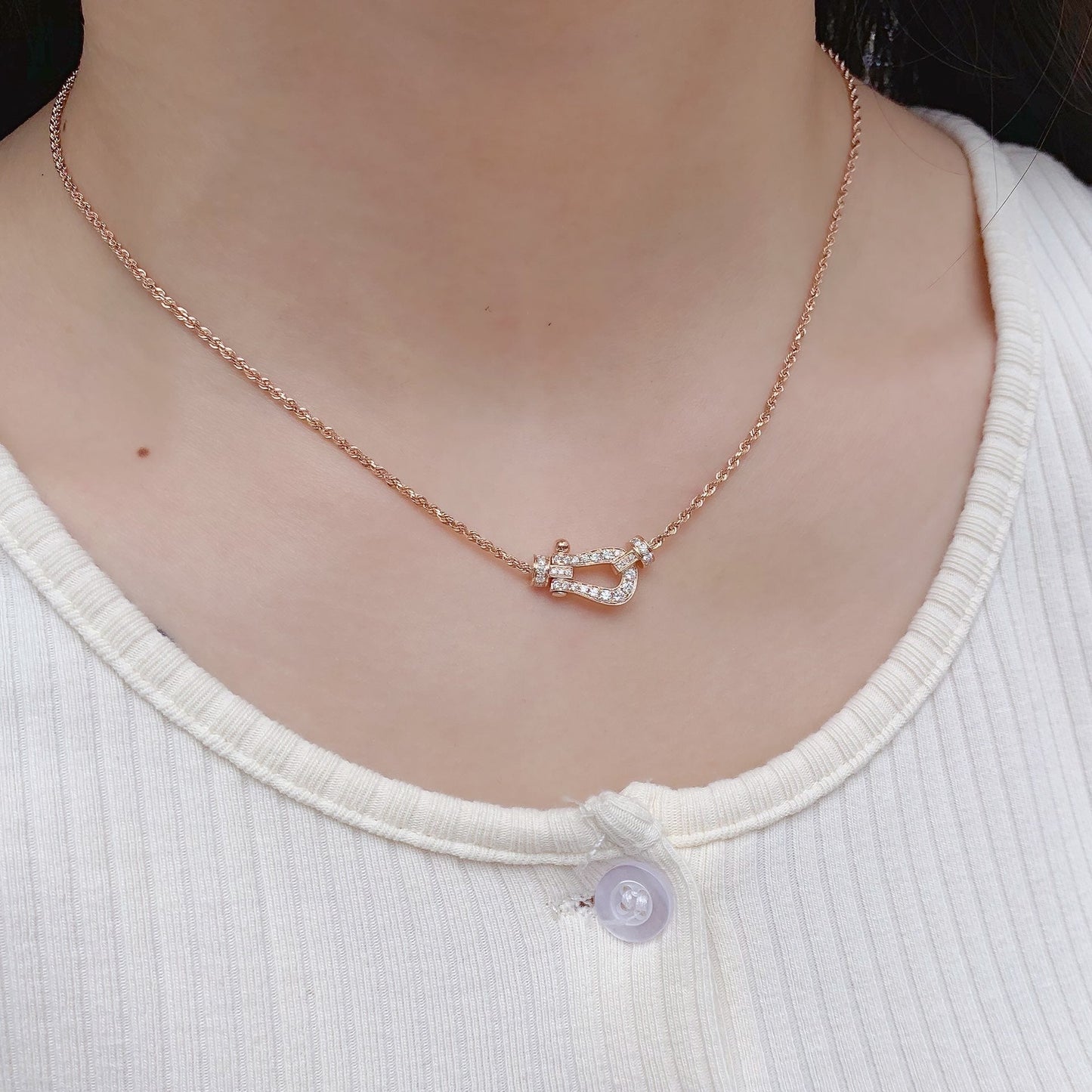 Pomuse FORCE 10 PINK GOLD DIAMOND NECKLACE