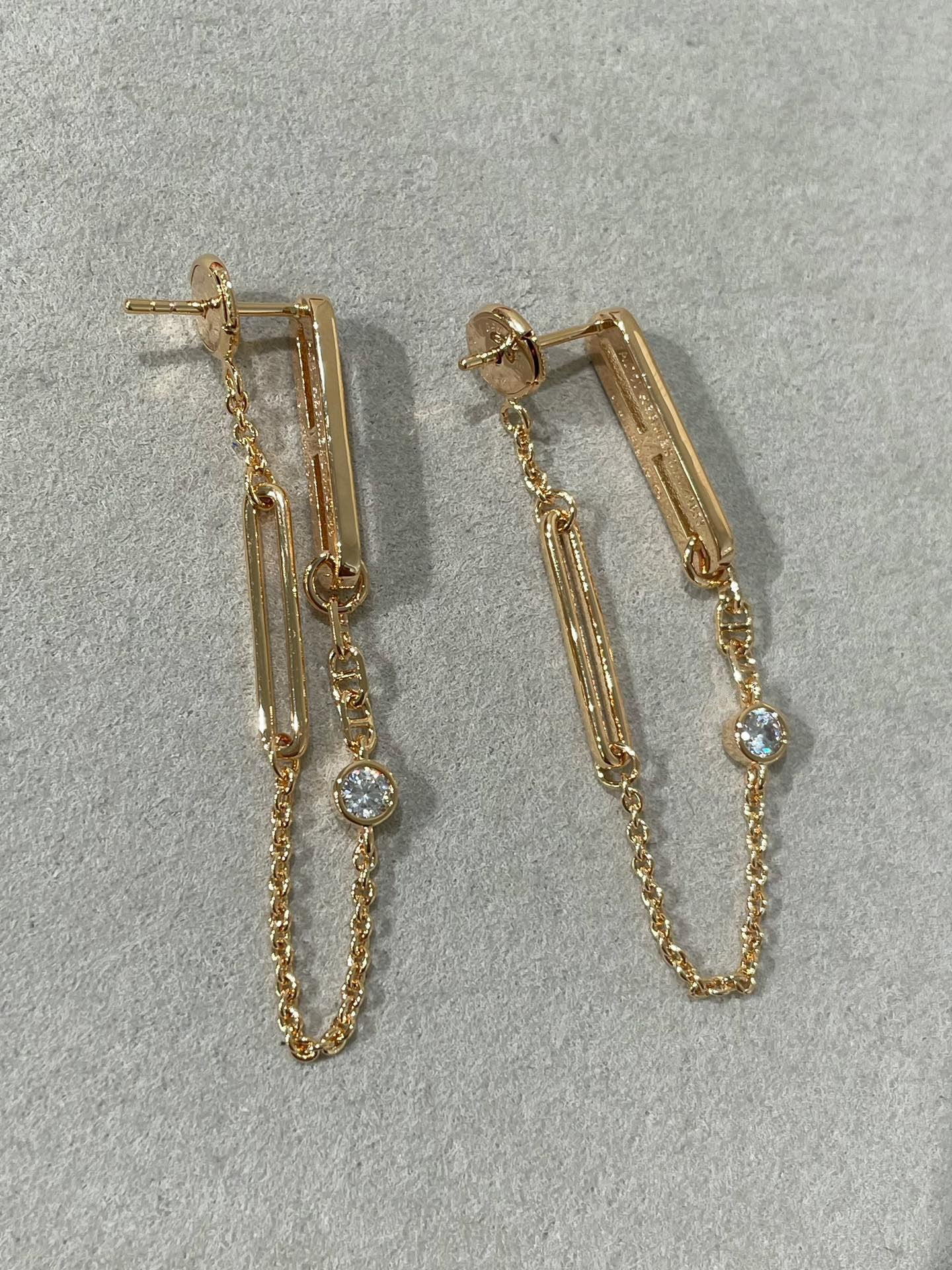 Pomuse CHAINE CHAOS DIAMOND DROP EARRINGS