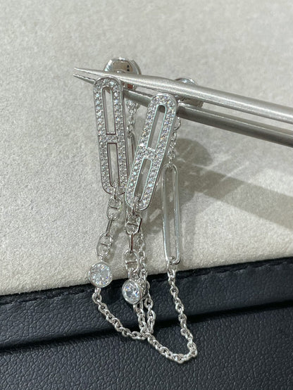 Pomuse CHAINE CHAOS DIAMOND DROP EARRINGS