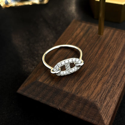 Pomuse RONDE SMALL SILVER DIAMOND RING