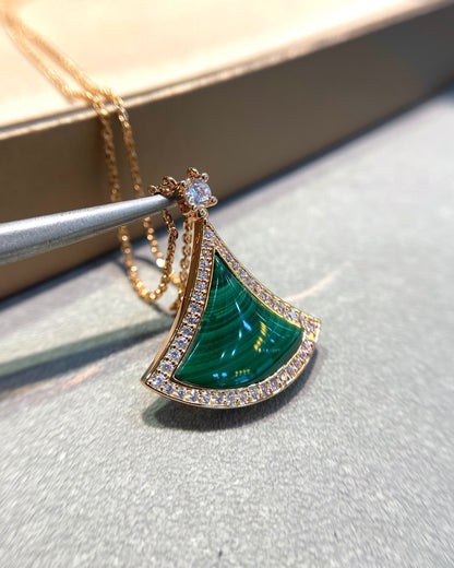 Pomuse DREAM MALACHITE DIAMOND PAVED PINK GOLD NECKLACE