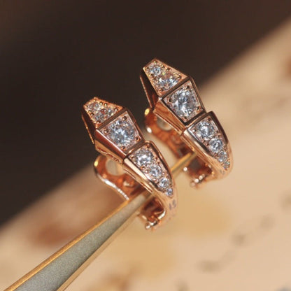 Pomuse SERPENT PINK GOLD DIAMOND EARRINGS