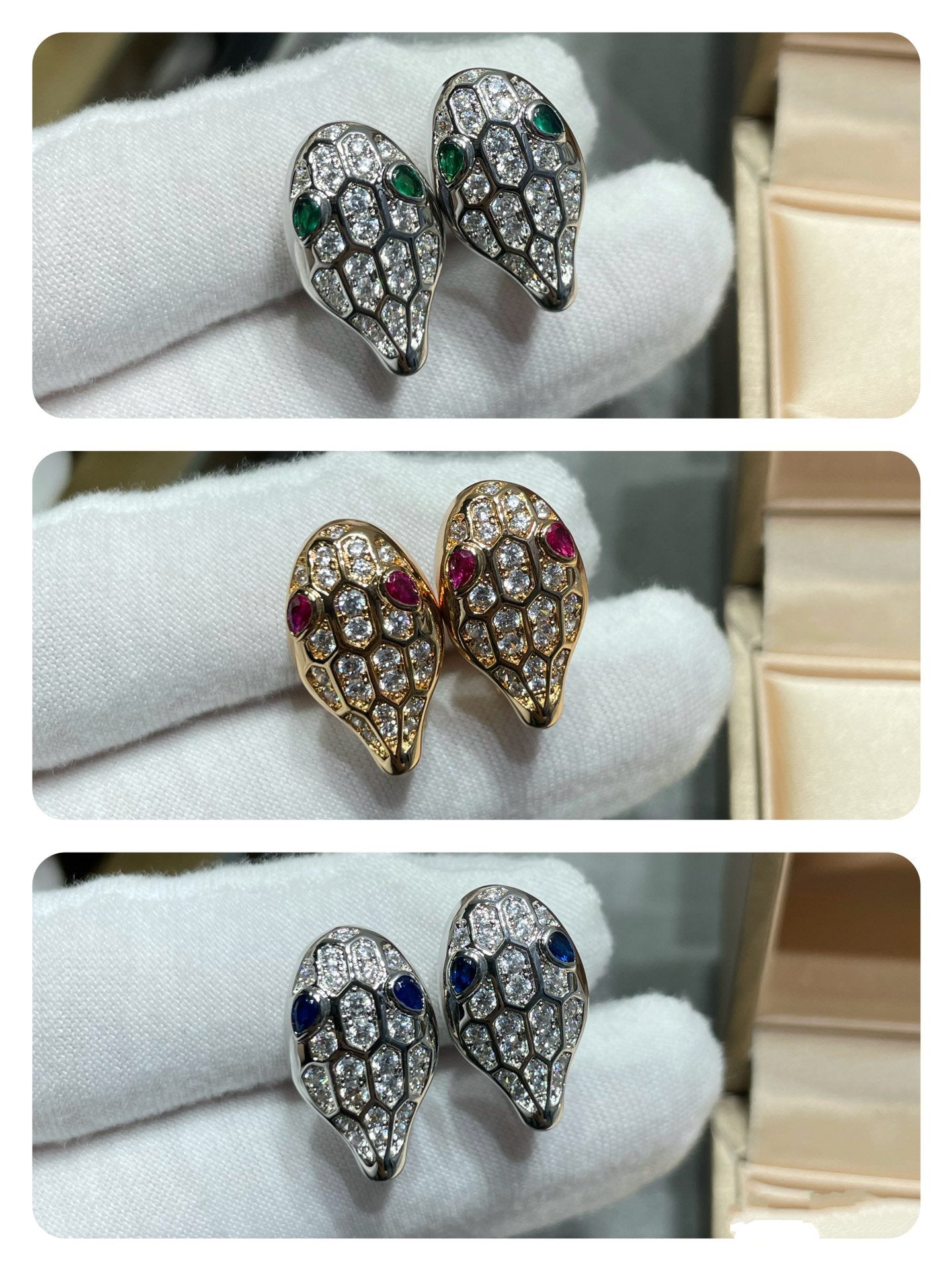 Pomuse SERPENT DIAMOND STUD EARRINGS