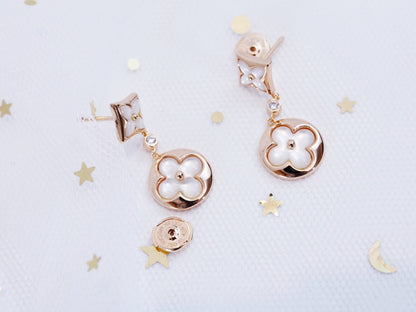 Pomuse STAR AND SUN PINK GOLD MOP DROP EARRINGS