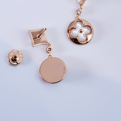 Pomuse STAR AND SUN PINK GOLD MOP DROP EARRINGS
