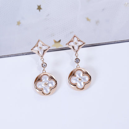 Pomuse STAR AND SUN PINK GOLD MOP DROP EARRINGS