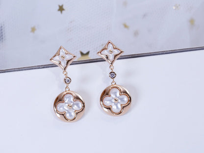 Pomuse STAR AND SUN PINK GOLD MOP DROP EARRINGS