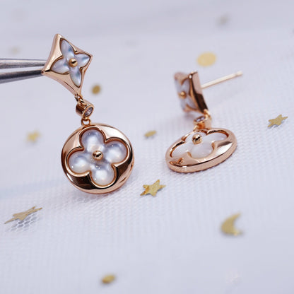 Pomuse STAR AND SUN PINK GOLD MOP DROP EARRINGS