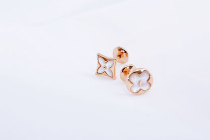 Pomuse STAR AND SUN PINK GOLD MOP STUD EARRINGS