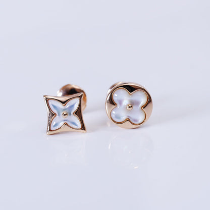 Pomuse STAR AND SUN PINK GOLD MOP STUD EARRINGS