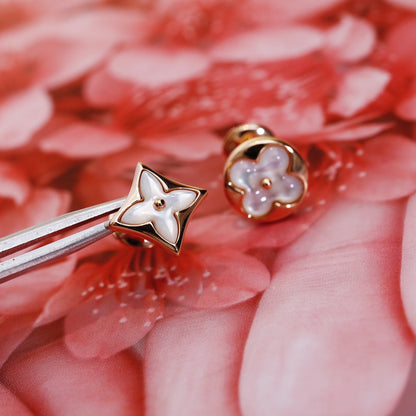 Pomuse STAR AND SUN PINK GOLD MOP STUD EARRINGS