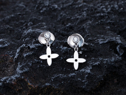 Pomuse VIDYLLE SILVER DIAMOND MINI DROP EARRINGS