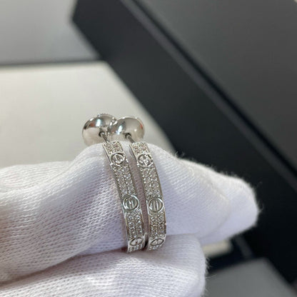 Pomuse LOVE DIAMOND SILVER HOOP EARRINGS